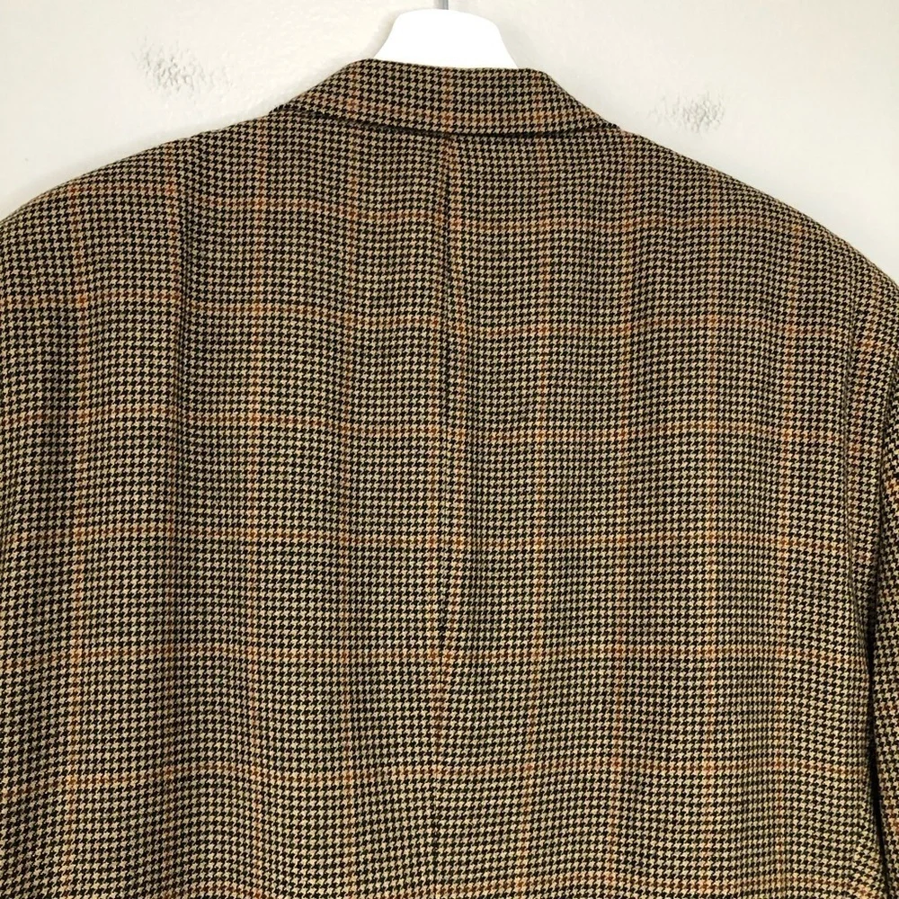 Burberrys Vintage Mens Houndstooth Wool Blazer 46 Long